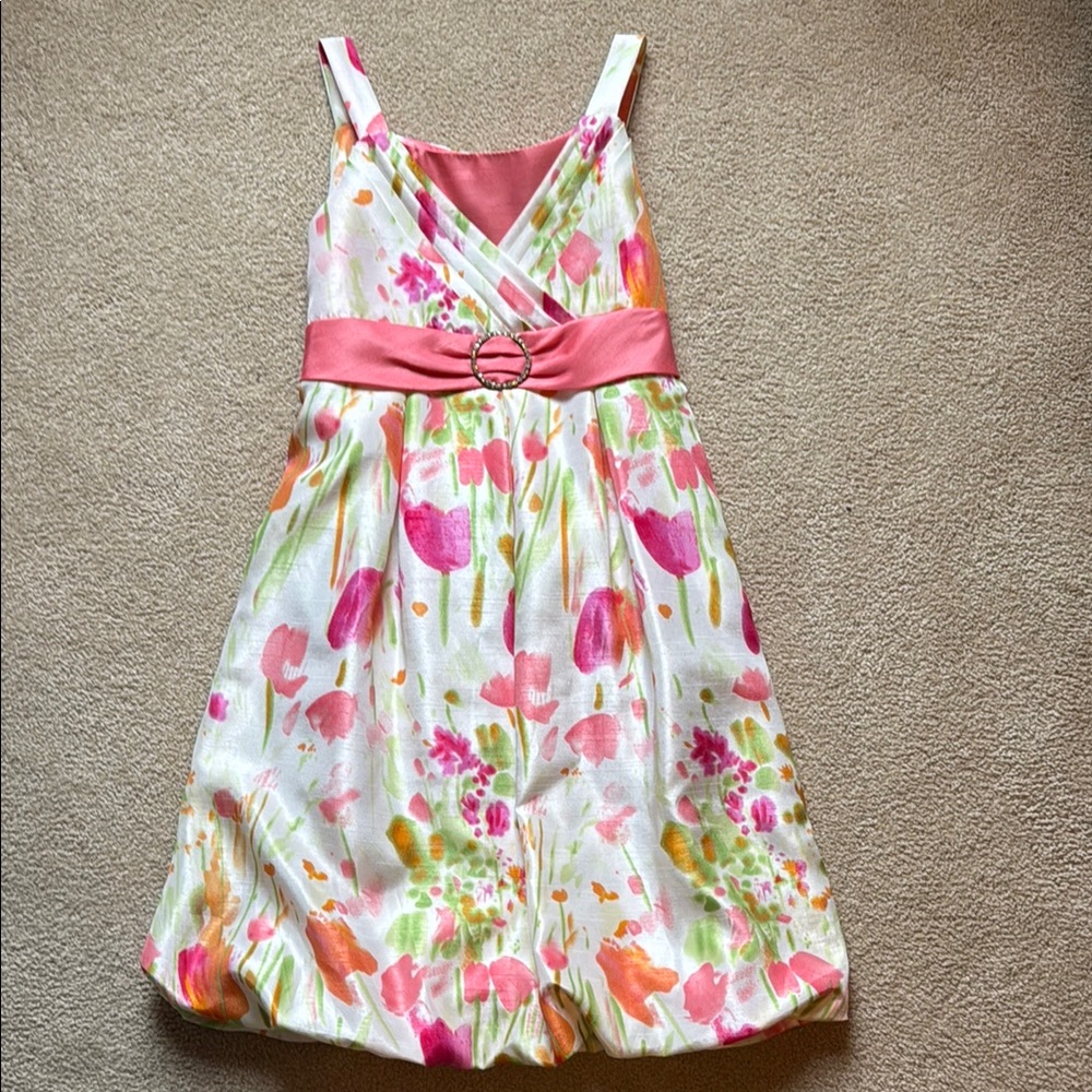 Floral Kids Dress with Pink Accents